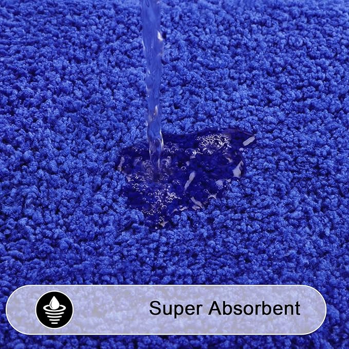 SHACOS Super Soft Bathroom Rugs Set of 2 Pieces 20x32 inch Microfiber Bath Mat Non Slip Plush Bath Rug Absorbent Bathroom Carpet Machine Wash Dry, Royal Blue