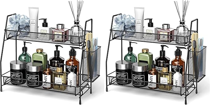 Bathroom Organizer Countertop, Spice Rack Organizer for Cabinet,Bathroom Counter Organizer, Kitchen Countertop Organizer (Pack of 2)