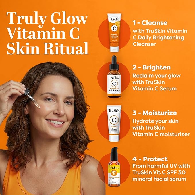 TruSkin Vitamin C Serum for Face – Anti Aging Face Serum with Hyaluronic Acid & Vitamin E – Brightening Formula for Improving Appearance of Dark Spots, Fine Lines & Wrinkles – All Skin Types, 2 Fl Oz