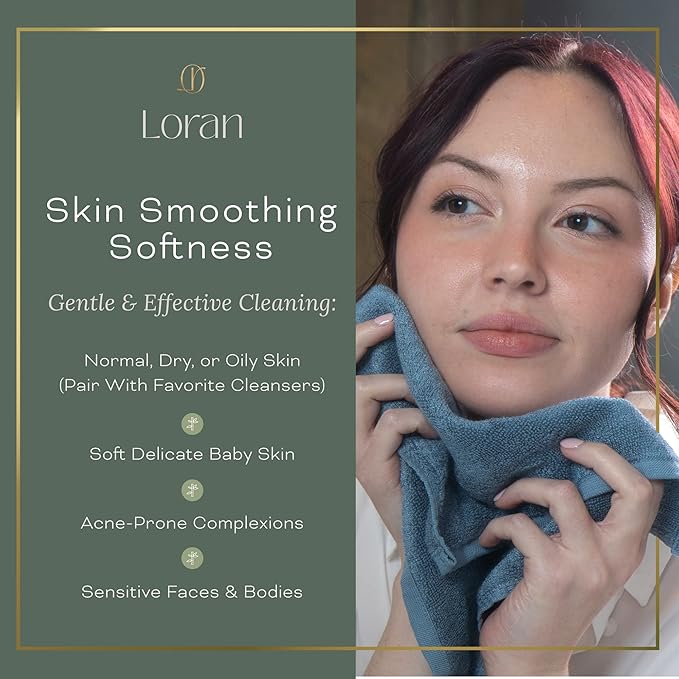 Tidal Blue Facial Washcloths Set of 6 Soft Cloths 10” x 10” 100% Viscose Derived from Bamboo Spa-Like Feel Silky Face Cloth for Skin Cleansing
