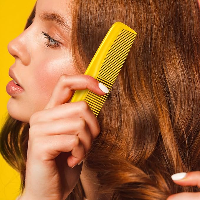 Leinuosen 12 Pieces Hair Combs Set Pocket Plastic Fine Tooth Dressing Comb for Women and Men, Peines Para Cabello(Yellow)