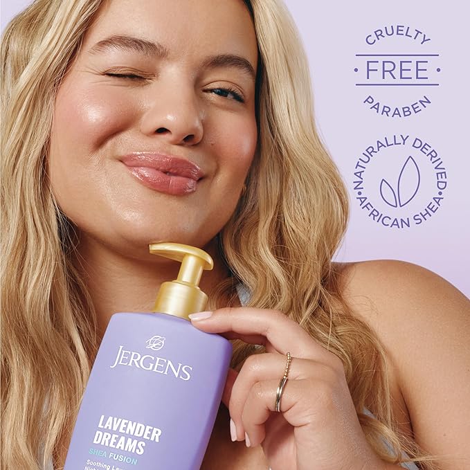 Jergens Shea Fusion Lavender Dreams Body Lotion, Moisturizer with Shea Butter & Vitamin E, 14 Fl Oz