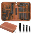 Manicure Set Professional Nail Clipper Kit-26 Pieces Stainless Steel Manicure Kit,Nail Care Tools with Luxurious Travel Case (Brown)