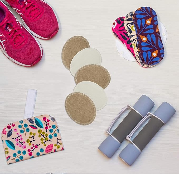 Wet Bag with Double Pocket; Keep The Fresh Pads on one Side, Used Ones on The Other; Perfect Storage for Reusable Sanitary Pantyliners, Menstrual Towels, Makeup Remover and Washable Nursing Pads