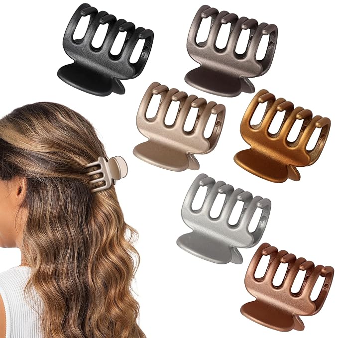 6 Pcs Hair Clips Small Claw Clips for Thin Hair Medium Matte Non-slip Hair Accessories for Women and Girls (Metallic Color)