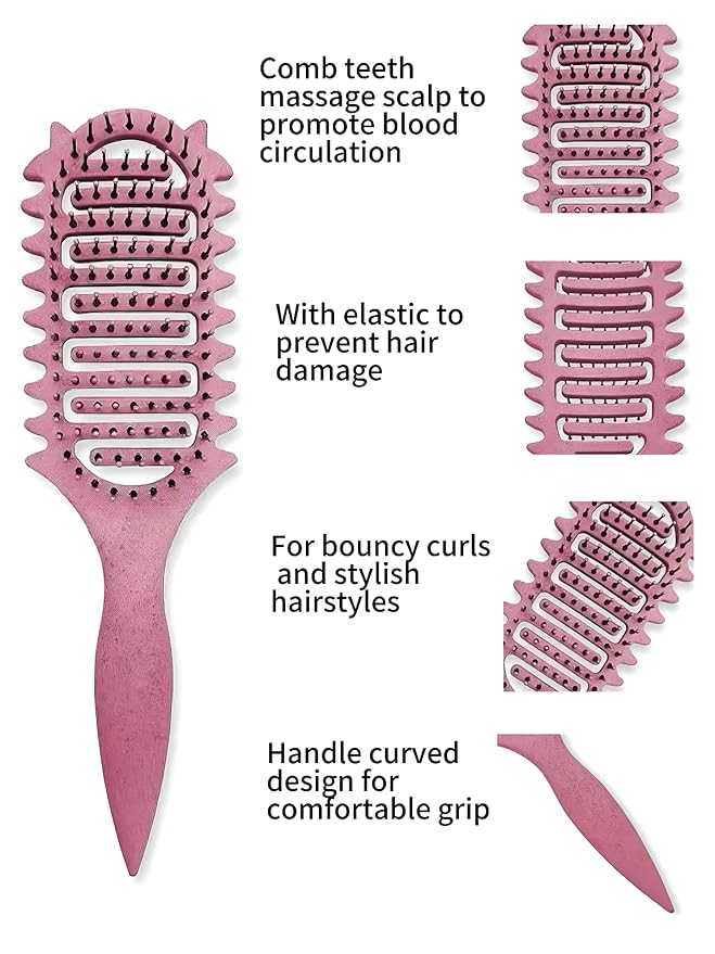 Curl Defining Brush,2026 Vented Hair Brush for Detangling Styling,Curl Defining Brush,Shaping And Defining Curls For Women And Men(Pink)