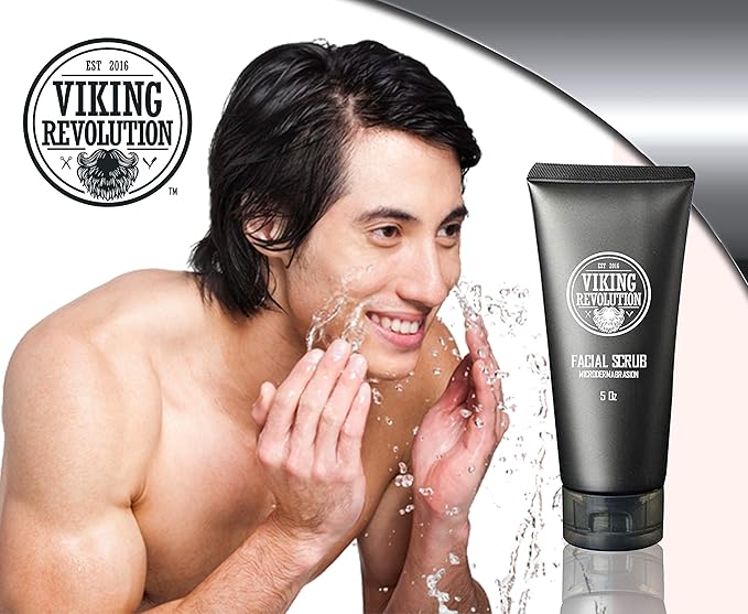 Viking Revolution Microdermabrasion Face Scrub for Men - Facial Cleanser for Skin Exfoliating, Deep Cleansing, Removing Blackheads, Acne, Ingrown Hairs - Men's Face Scrub for Pre-Shave (1 Pack)