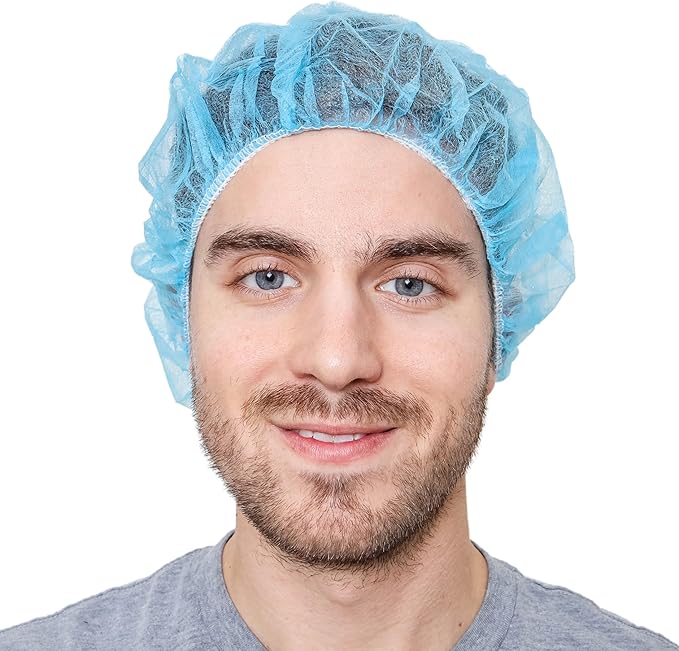 Unisex Polypropylene Bouffant Caps [100 | 1000 | BLACK | WHITE | BLUE | RED |ORANGE | GREEN | 21" | 24" | 28"]
