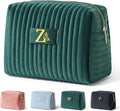 COSHAYSOO Travel Makeup Bag Quilted Make Up Pouch Initial Velvet Cosmetic Case with Butterfly Decorations for Women 20th 30th 40th 50th Best Birthday Appreciation Retirement Gifts Green Letter Z