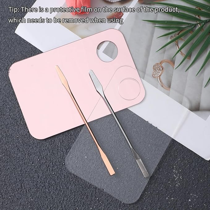 4Pcs Makeup Mixing Palette Set, Acrylic Foundation Palette with Spatula Tool, Professional Makeup Mixing Tray for Women Girls Blending Eye Shadow Lipsticks Nail Art Beauty Salon