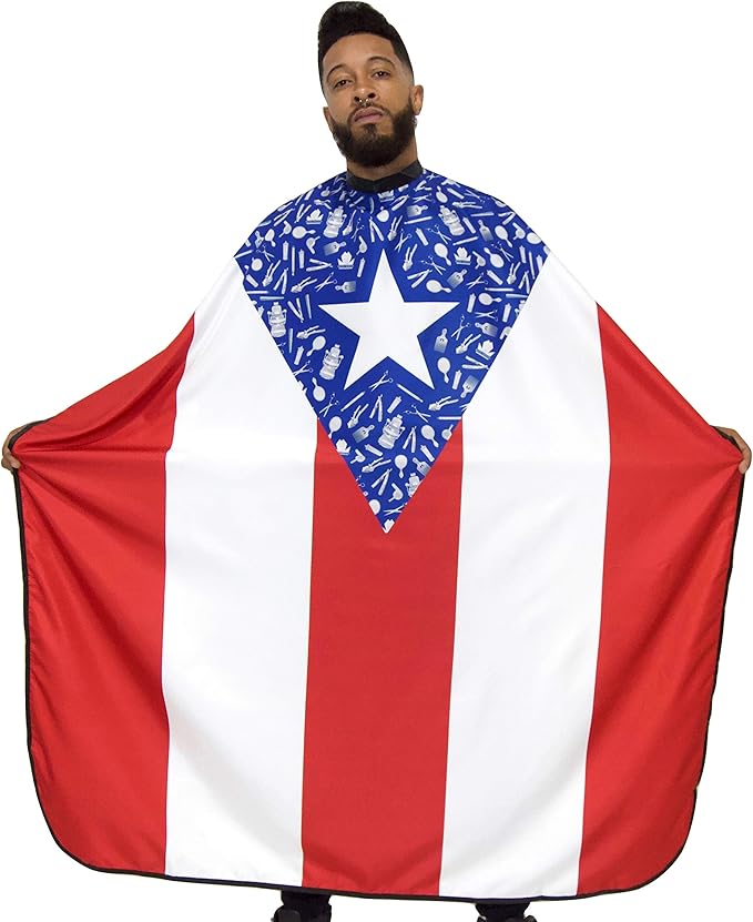 King Midas Puerto Rico Flag Barber Cape Boricua Hair Cutting Cape