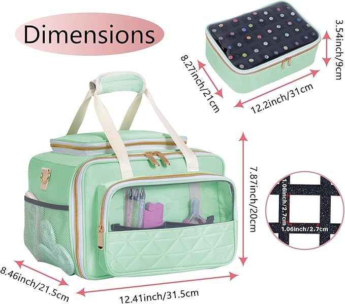 Nail Polish Organizer Holds 80 Bottles, with Two Removable Case, Portable Travel Nail Kit Storage Bag for Manicurist, Nail Art Enthusiasts,Green