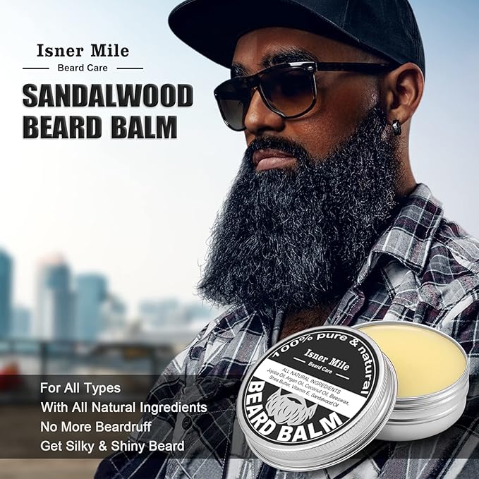 Isner Mile Beard Grooming Kit for Men Care: with Beard Wash - Oil - Balm - Brush - Comb & Straight Razor, Mens Birthday Christmas Stocking Stuffers Valentines Day Gifts for Him Boyfriend Dad Husband