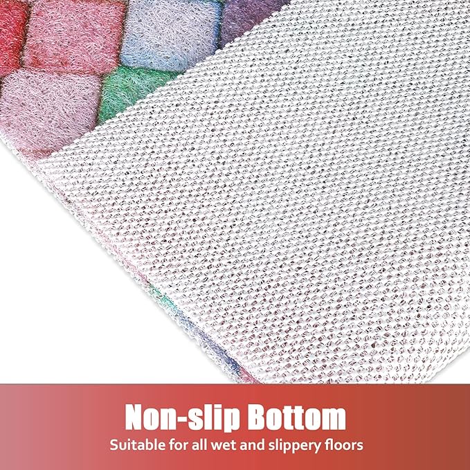 Shower Mat Bathtub Mat Non-Slip - 32x32 Inch, Soft Comfort Bath Mat with Drainage Holes, PVC Loofah Massage Bathmat for Shower, Tub, Bathroom, Wet Areas, Quick Drying