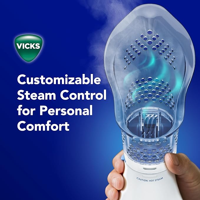 Vicks Sinus Inhaler, New & Improved Non-Medicated Steam Inhaler for Sinus Relief, Allergies, Congestion & Colds, Vocal Steamer, Soothes Nasal & Throat Passages, Works with VapoPads (1 Included)