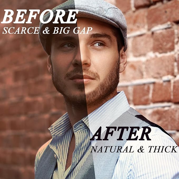 Beard Pencil Filler for Men - Sweat Proof, Water Resistance, Long Lasting & Natural Finish barber Pencil, Mustache Repair Shape (NORMAL BRUSH, BLACK)