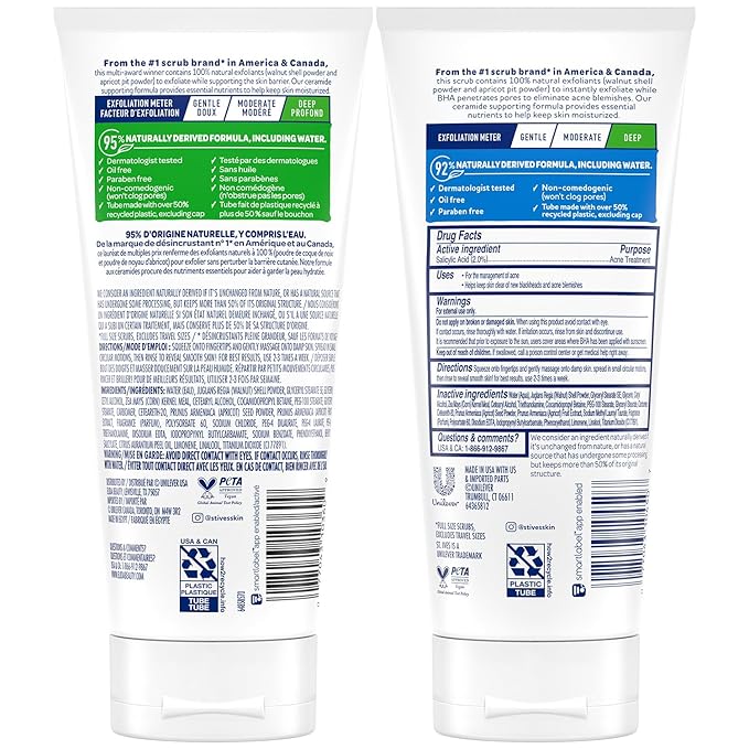 St. Ives Face Scrub, Exfoliant Variety 2-Pack, Fresh Skin & BHA Apricot Scrubs, 6 Oz Ea