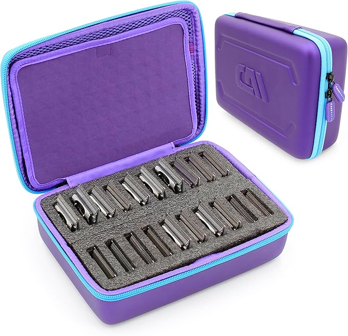 CASEMATIX Clipper Blade Holder For 20 Blades, Hair Clipper Guard Case For Barbers and Stylist Compatible with Andis, Oster, Wahl, Detachable Clippers Metal Guards, Clipper Blade Storage Case