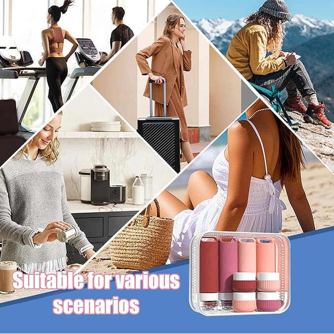 26 Pieces Travel Size Toiletries Bottles Set, Tsa Approved Leakproof Refillable Travel Bottles with Hanging hole design, Silicone Material, Suitable for Shampoo, Conditioner, and Body Lotion
