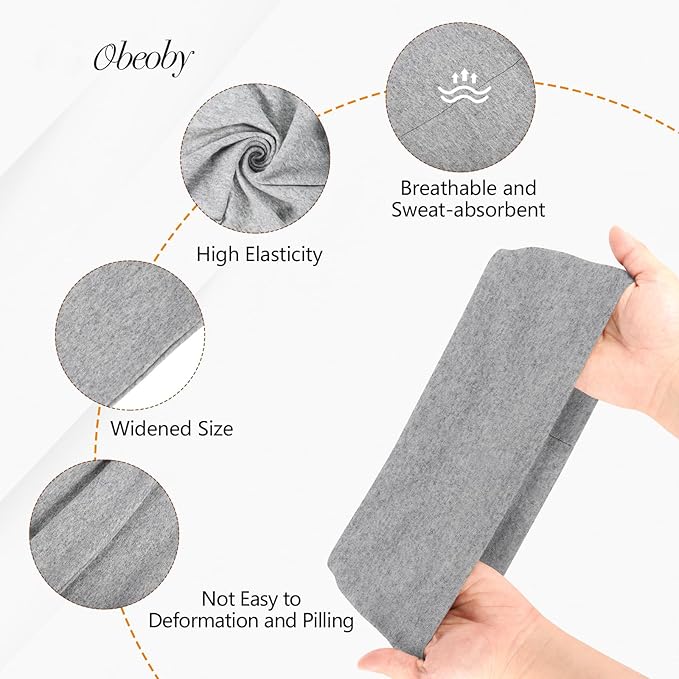 Cotton Wide Headbands for Workout Yoga, 9.3x4.7inch Non-Slip Headband for Mother's Day Sports Gift Large Thick Head Bands for Running Daily Wear