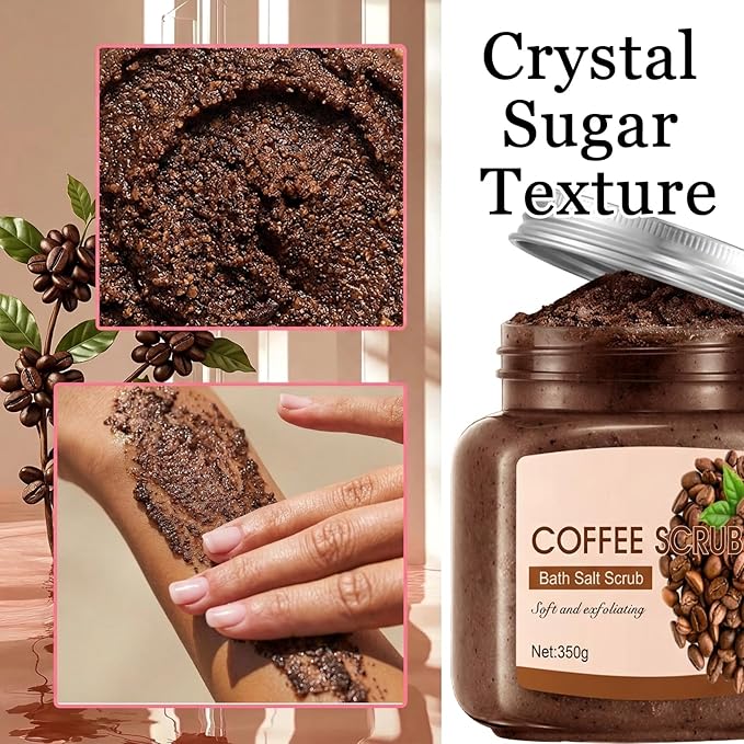 Coffee Body Exfoliator, Deep Cleaning Exfoliating Body Scrub, Moisturizing Nourishing Salt Rose Body Scrub, 350 g