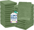 DAN RIVER 24 Pack Wash Cloths for Showering [12x12] - 100% Cotton Washcloths Premium Quality Flannel Face Cloths for Bathroom, Highly Absorbent and Soft Feel Wash Clothes, Sage Green