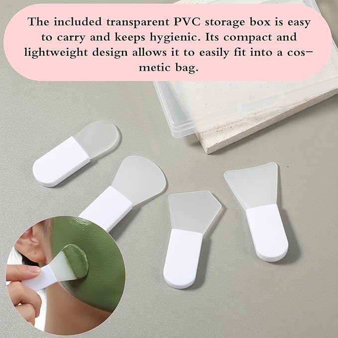 4PCS Face Mask Applicator Mini Makeup Spatula Brush Set, Face Mask Brush Applicator for Mud Cosmetic Masks Facial Clay Eye Cream Body Lotion Serum Body Butter Cream Soft Silicone Brushes Suit