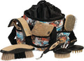 Weaver Equine Horse Grooming Kit, 7-Piece Horse Brush Set with Organizer Tote Bag, Hoof Pick, Comb, Sweat Scraper, Equine Tools for Daily Grooming, Bucking Bronc