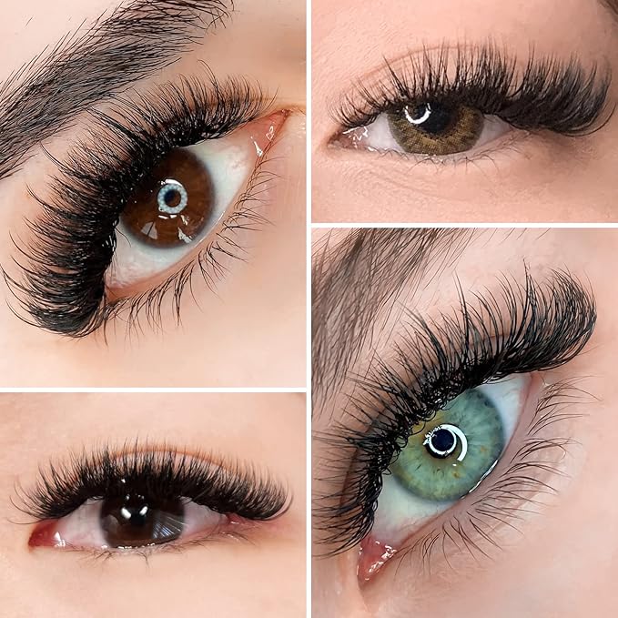 LASHVIEW 1000 Premade Volume Eyelash Extensions Mixed Tray 10D Premade Fans Eyelash Extensions C Curl Premade Lash Fans Pointed Handmade Promade Loose Fans Thin Base (10D-0.07C,9-16mm)