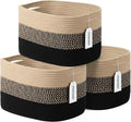 Cotton Rope Storage Basket, 15x10x9 Inches, Woven Basket for Shelves, Clothes, Towels, Books, and Laundry, Gradient Black/Brown (3 Pack)
