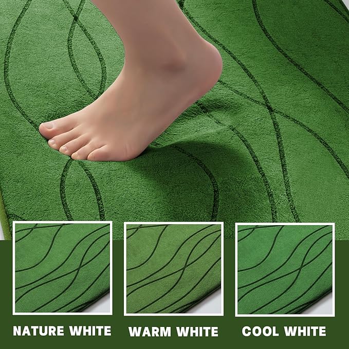 YIHOUSE Memory Foam Bathroom Rug Sets 3 Piece, Ultra Absorbent Bath Mat for Bathroom - Non-Slip Machine Washable & Dry Quickly, 3 Piece Bathroom Mat Set (Glass Green, 3 Pieces)