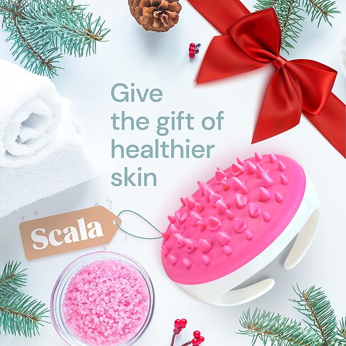 Scala Silicone Cellulite Massager, Bath Shower Scrubber Accessories, Bathroom Toys, Cellulite Remover, Body Massager Tool, Exfoliator, Fat Roller Use with Creams and Oils, Pink