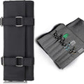 Salon Scissors Bag Roll Up, 14 Pockets PU Stylist Grooming Scissors Holder Barber Hair Scissor Shears Cases for Hairdressers (HJ-ZP012-Black)