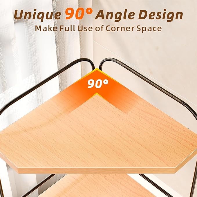 Corner Bathroom Counter Organizer, 3-Tier Wood Countertop Organizer for Perfume, Makeup Storage, Skincare Organizers for Vanity, Counter Corner Shelf for Kitchen, Bathroom, Dresser (Natural)