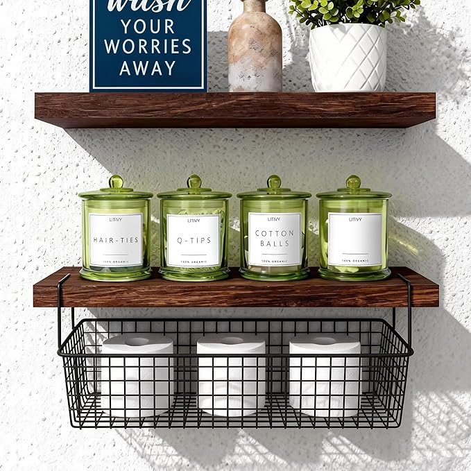 4 Pack Bathroom Organizers and Storage - 16 Oz Glass Qtip Holder & Cotton Pad Dispenser with Lid, Apothecary Jars for Home, Room Decor, Kitchen Organizer (Green)