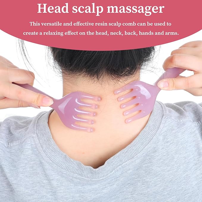 2 Pcs Scalp Massager for Hair Growth Hair Massager Scalp 5 Claw Resin Comb Handheld Relaxation Tool for Scalps Care Soothing Head Massage Father's Day Mother's Day Birthday Pink Purple