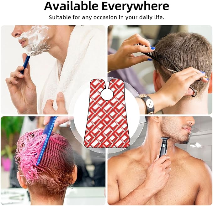 Waterproof Beard Trimming Bib, Non-Stick Hair Catcher for Men Shaving, Grooming Apron for Husband Dad, Christmas Red Stripes Candy Cane Shave Bib