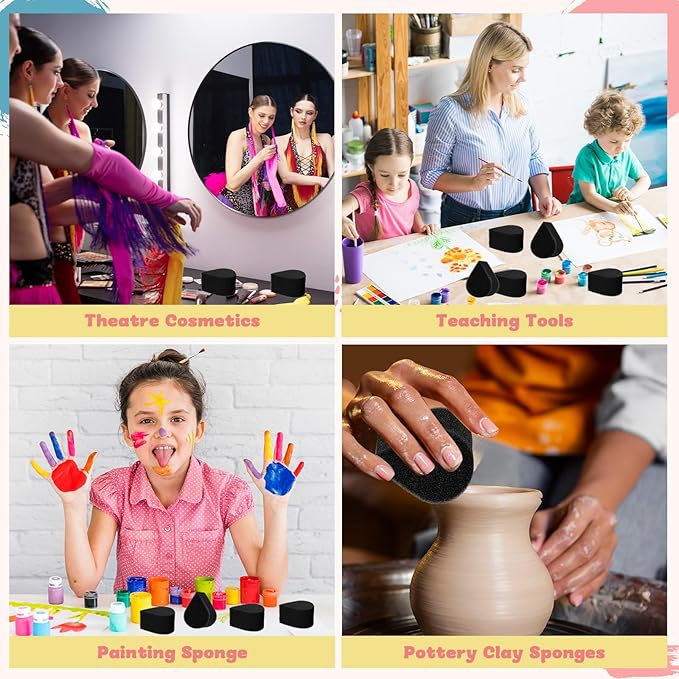 25 Pcs Face Paint Sponges for Kids and Adults Face Painting, Droplet Shaped Facial Makeup Use Paint Sponges, Black Facial Painting Kit Professional for Valentine's Day Gifts, Halloween Make Up Supply