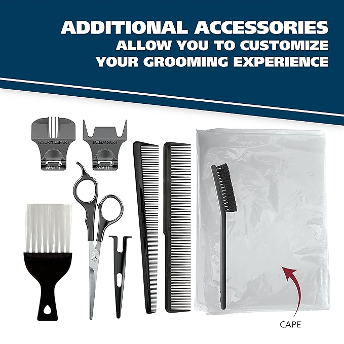 Wahl Clipper USA Color Pro Complete Haircutting Kit with Easy Color Coded Guide Combs - Corded Clipper for Hair Clipping & Grooming Men,Women,& Children - Model 79300-1001M,(Pack of 8)
