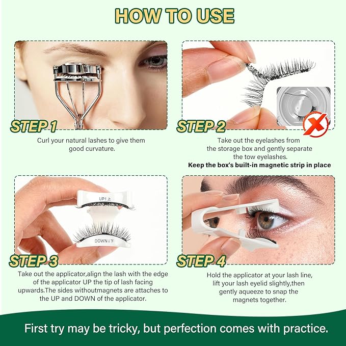KEYYOU Reusable Magnetic Eyelashes 2 Pair with Applicator No Glue Needed 3D Natural Magnetic Lashes, Easy to Apply & Long Lasting for Daily Use & Events(A06+A09)