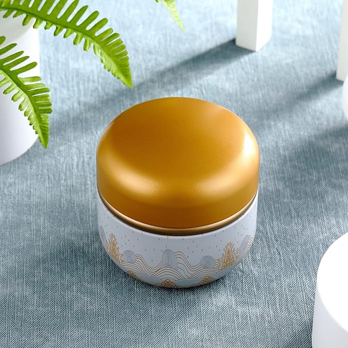 Body Powder Powder Case with Powder Puff Powder Container Tea Canister for Baby and Adult Body Talcum Powder Tea Box (Yellow Sea)