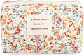 Floral Makeup Bag Small Cotton Quilted Cosmetic Bag Organizer, Aesthetic Cottagecore Preppy Portable Pouch Purse Toiletry Bag for Women Girls Travel accessories (Red Floral-S)