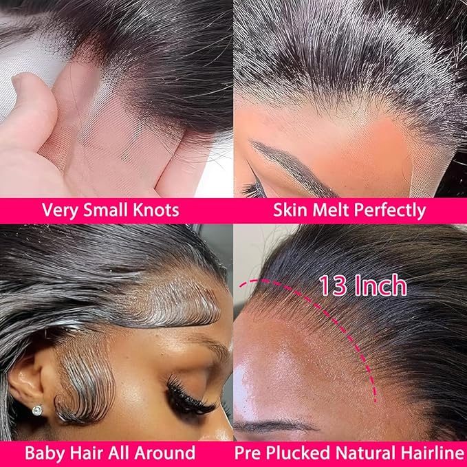 Sunelk 200 Density 13x6 Lace Front Wigs Human Hair 34 Inch Body Wave HD Lace Front Wigs Human Hair Pre Plucked Glueless Wigs Human Hair for Women 13x6 HD Lace Frontal Wig