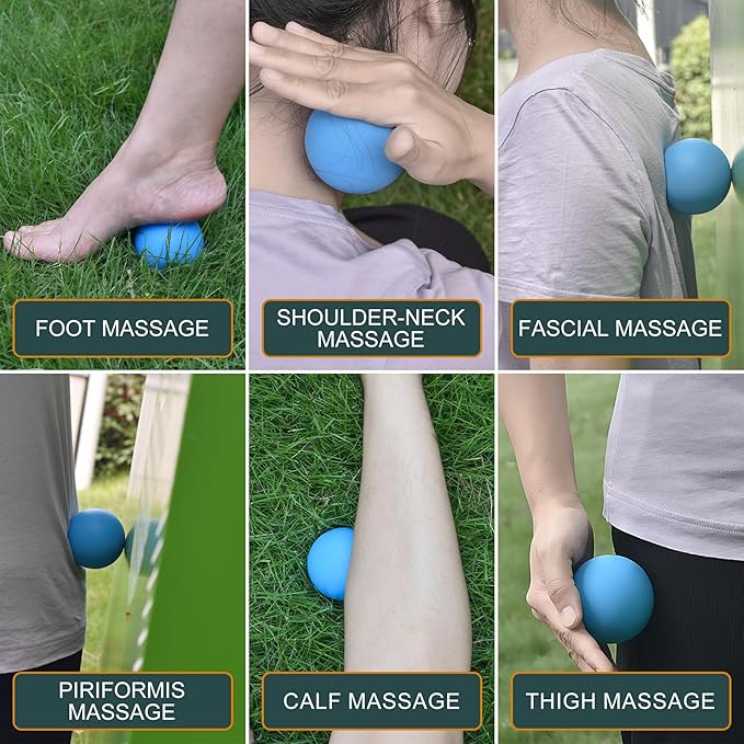 Massage Lacrosse Balls for Myofascial Release,Yoga Deep Tissue Massage,Trigger Point Therapy and Foot Plantar Fasciitis,Muscle Soreness Massager Ball (2Pack, Blue and Red)