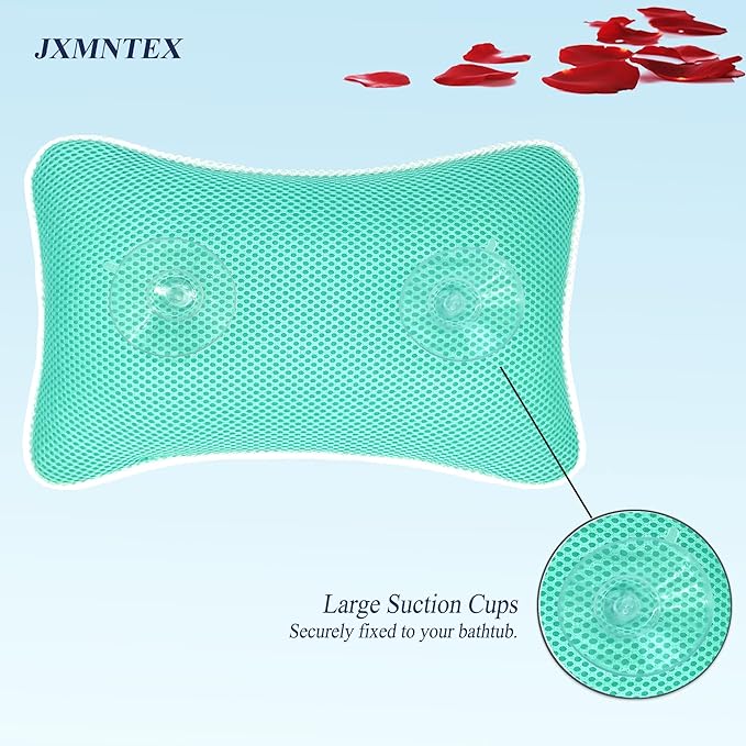 Bathtub Bath Pillow - Spa Pillow with Headrest Cushion - Hot Tub Pillow - Neck and Head Rest Support for Bath or Shower - Bath Stuff Accessories(New Green)