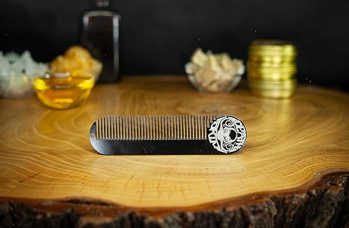 Mustache & Beard Comb Or Fine Tooth Moustache Pocket Metal Powder Coated Black Keychain Comb For Men - 5 x 1.25 Inches by Death Grip (Large)