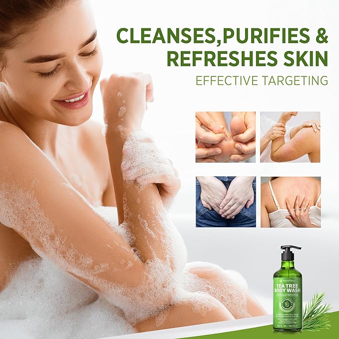 Roycederm Tea Tree Body Wash & Bar Soap Set – Refreshing Cleanse with Tea Tree Oil & Wormwood