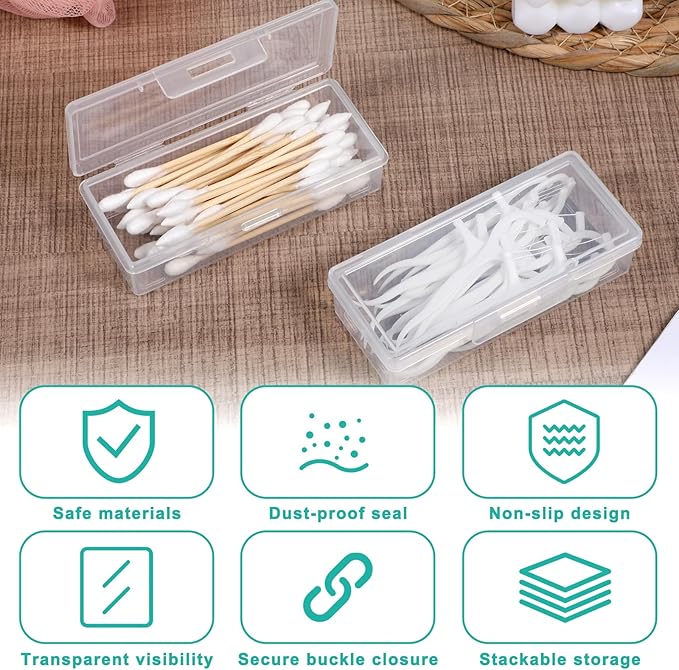 2PCS Cotton Swab Holder for Travel, Floss Picks Case, Portable Small Dental Floss Holders, Cotton Swab Boxs Travel Storage Case, Dental Toothpick Holder for Cottons Buds Hair Ties Flosss