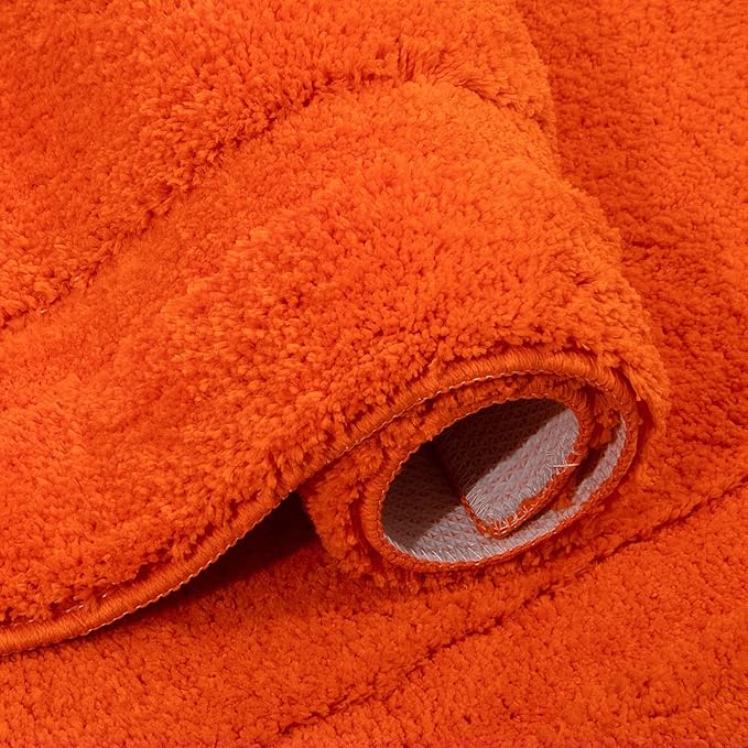 SHACOS Super Soft Bathroom Rugs Sets 2 Pieces 20x32 inch Bath Mats Non Slip Washable Microfiber Bathroom Mats Absorbent Bath Rugs Shower Rugs, Orange