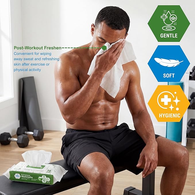 MED PRIDE 600 Count 8 X12 in Premoistened Disposable Wet Washcloths for Adults with Aloe & Lanolin Personal Cleansing Skincare Makeup Removal Travel